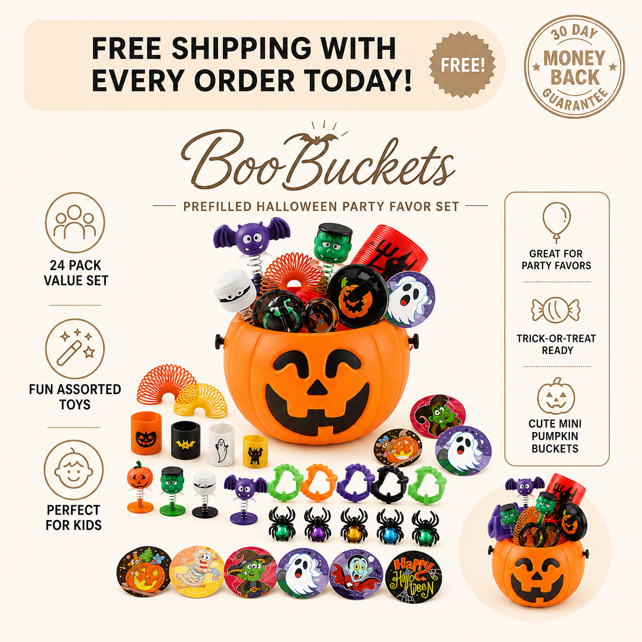 BooBuckets™ Prefilled Mini Pumpkin Buckets