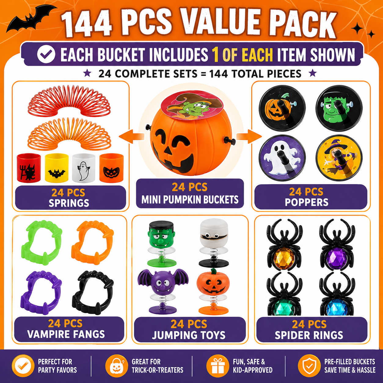 BooBuckets™ Prefilled Mini Pumpkin Buckets